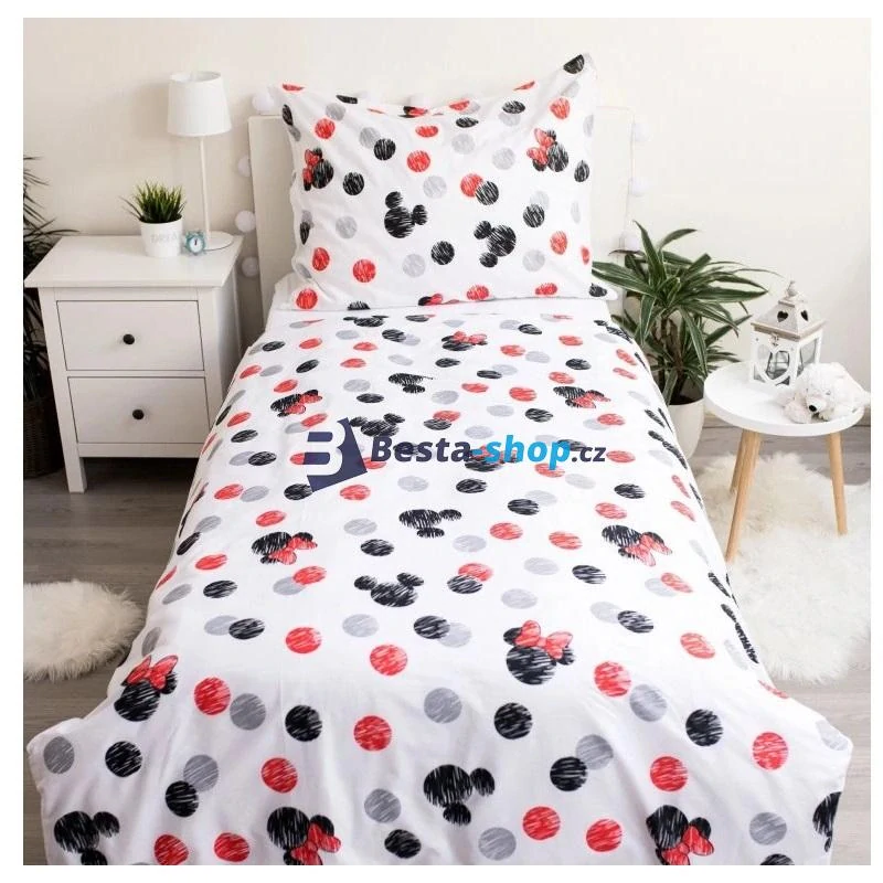 Dětské bavlněné povlečení Mickey a Minnie – 140 × 200 + 70 × 90 cm