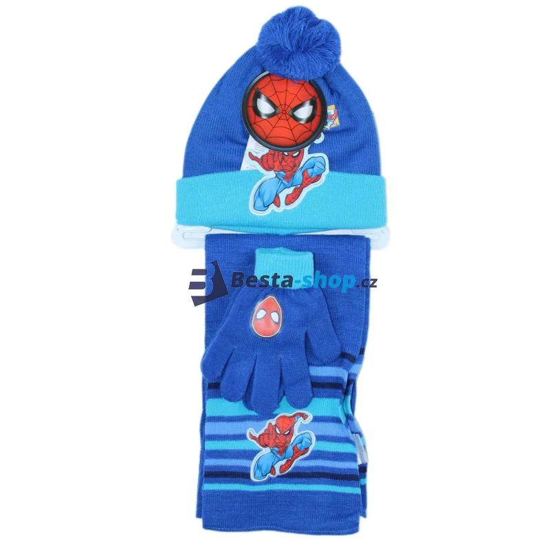 Chlapecký zimní set Spiderman čepice, rukavice, šála modrá
