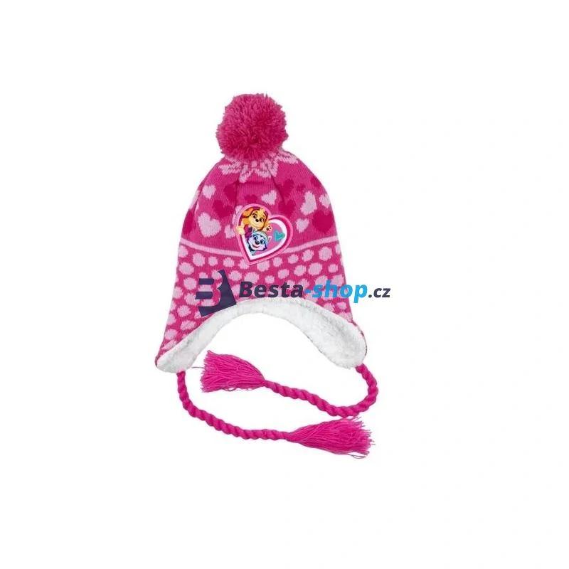 Peruánská zateplená čepice Tlapková patrola růžová