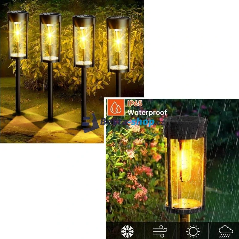 LED solární zahradní lampa teplá bílá 58cm