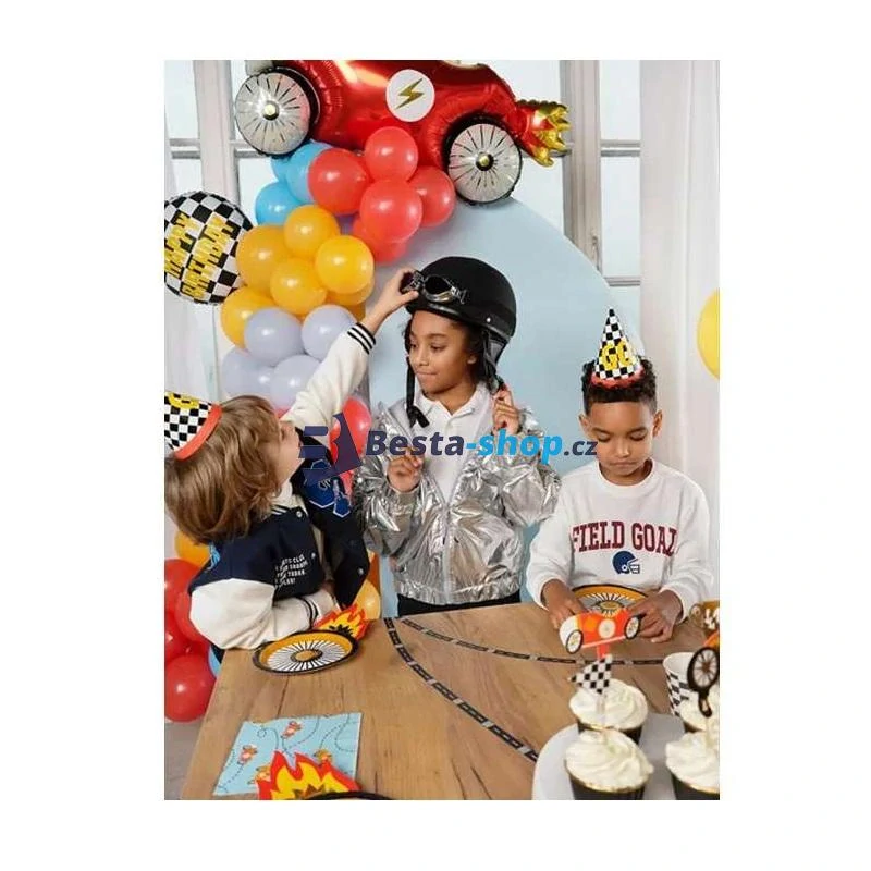 Dekorace na dortíky “Závodní autíčko”, 4 ks