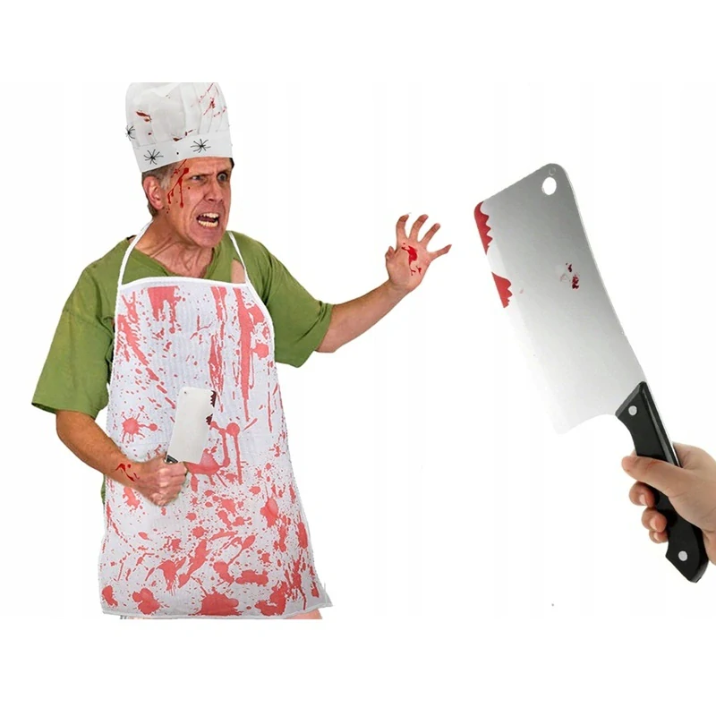 Krvavý sekáček na Halloween – plastová hororová rekvizita ke kostýmu