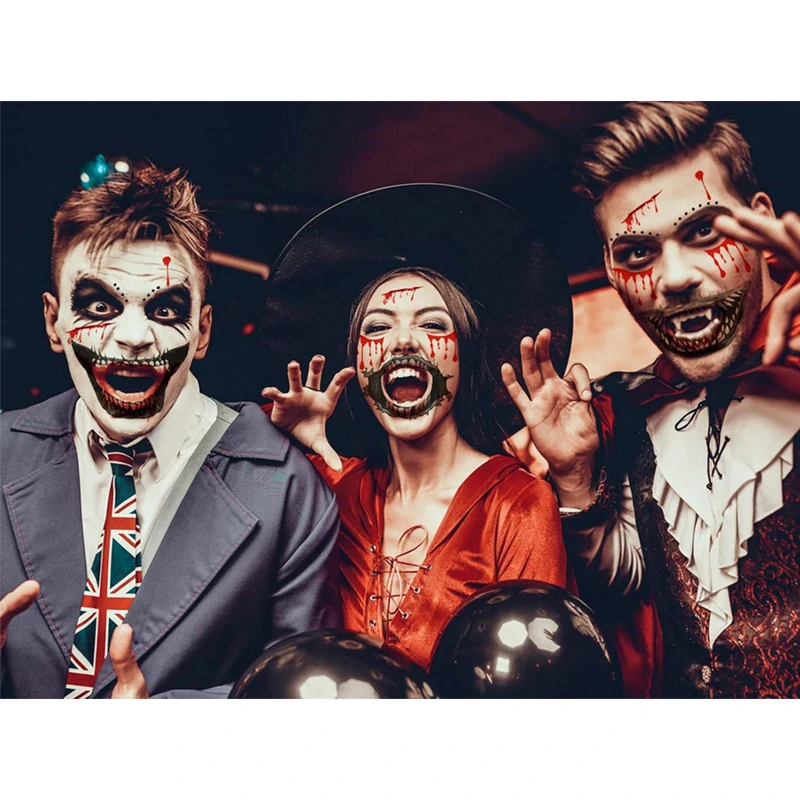 Halloween tetování falešné zuby – dočasný make-up efekt, omyvatelné 1 ks