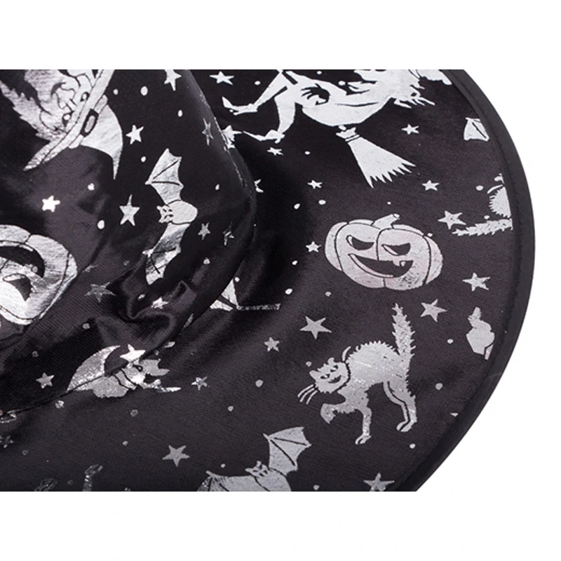 Čarodějnický klobouk na Halloween – klasická špičatá čepice se vzorem