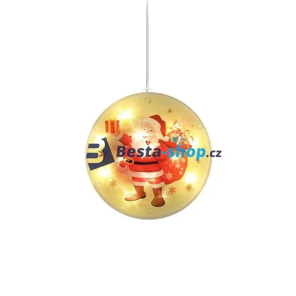 Vánoční LED závěsná dekorace 5 kulatých motivů - teplá bílá