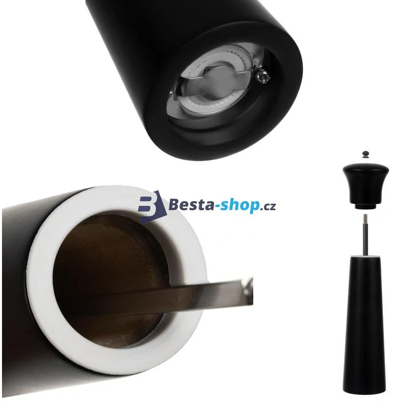 Ruční mlýnek na koření černý a bílý 2ks