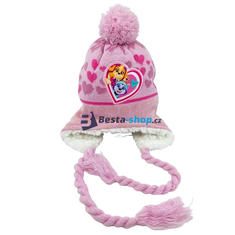 Peruánská zateplená čepice Tlapková patrola růžová