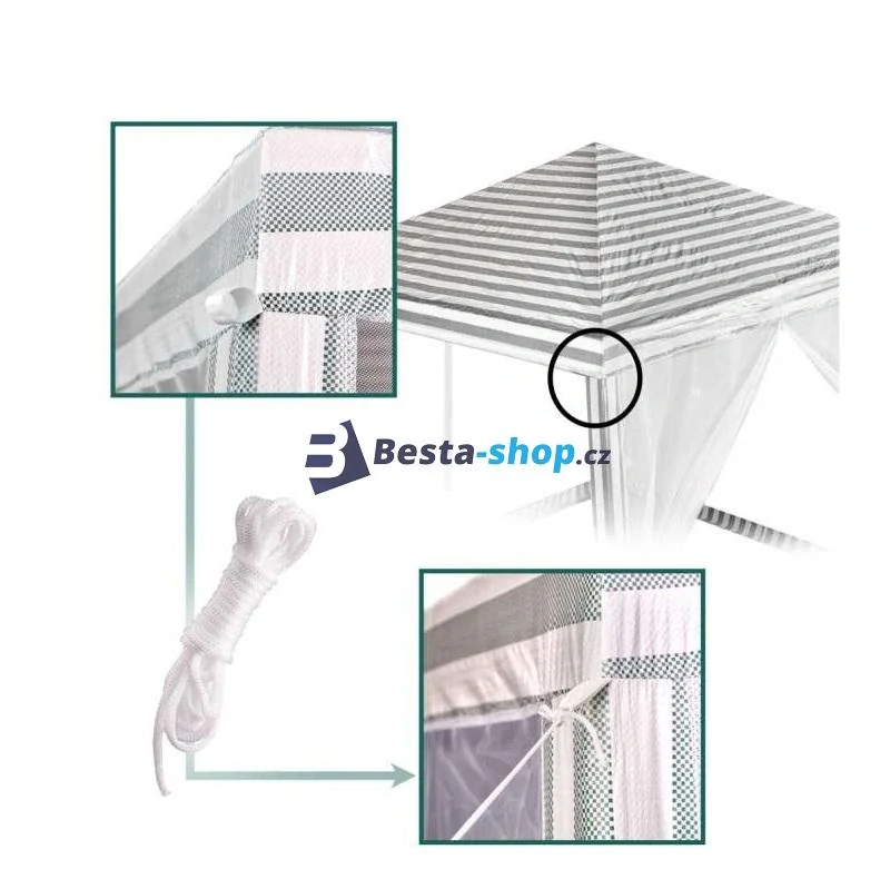 Zahradní altán / párty stan s moskytiérou bílá 3 x 3 m