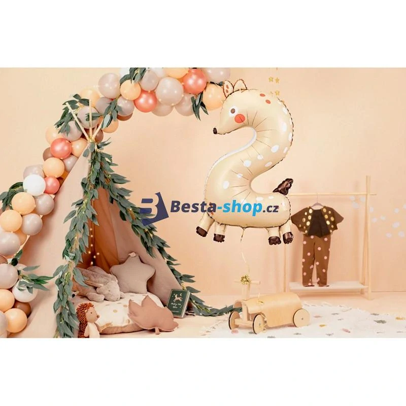 Fóliový balón číslo 2 Srneček 65x102 cm