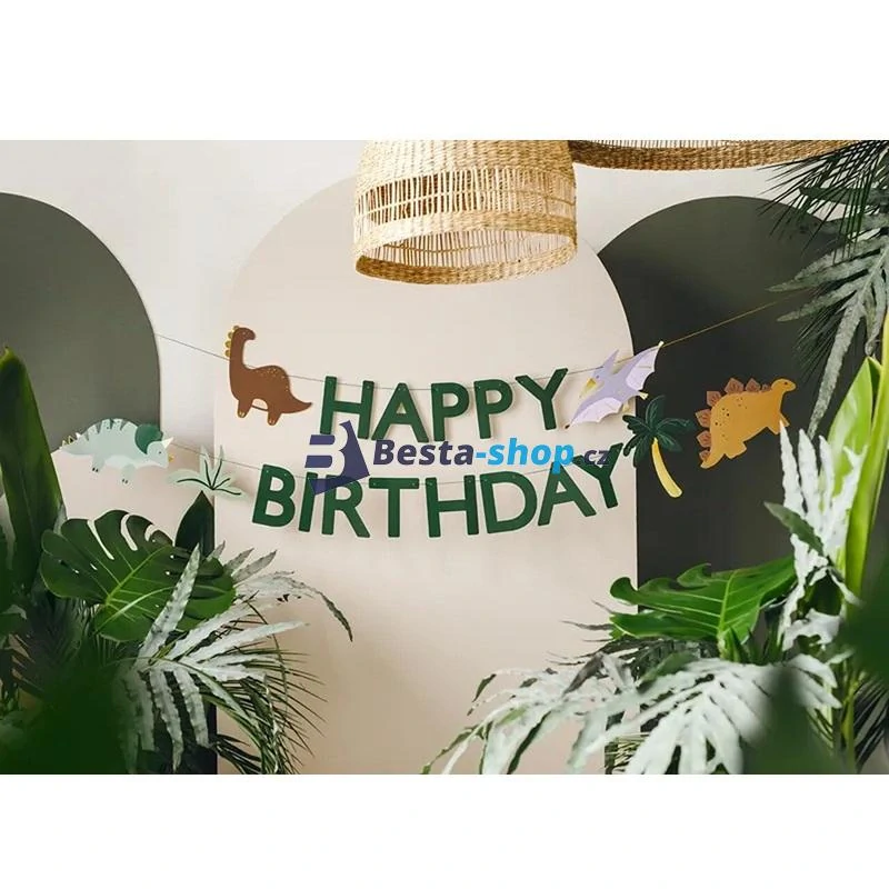 Narozeninový banner “Happy Birthday ” Dinosauři, 3 m