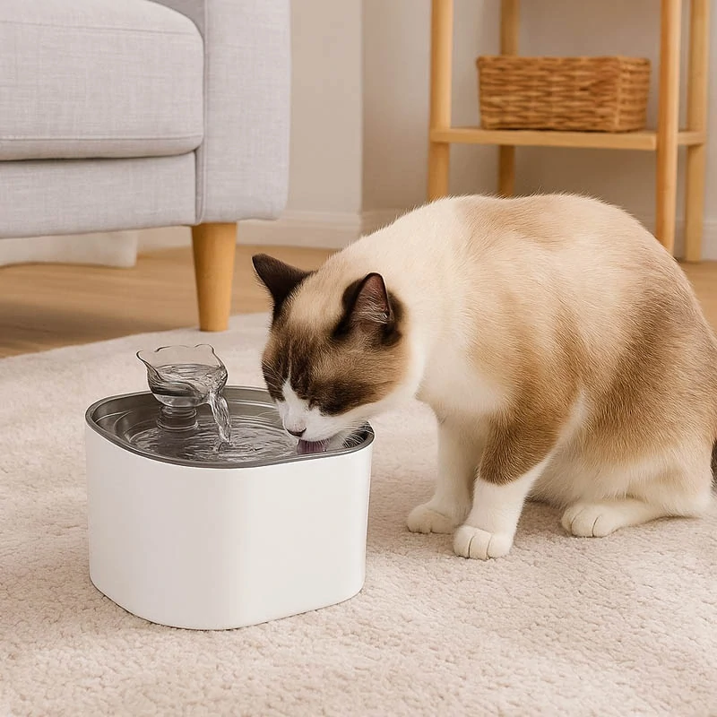Fontána pro psy a kočky – automatická, 2 l, filtr, senzor pohybu