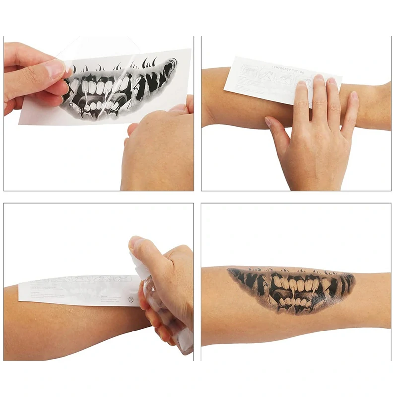 Halloween tetování falešné zuby – dočasný make-up efekt, omyvatelné 1 ks