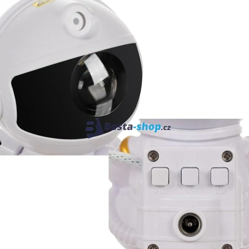 Astronaut s LED projektorem hvězdné oblohy