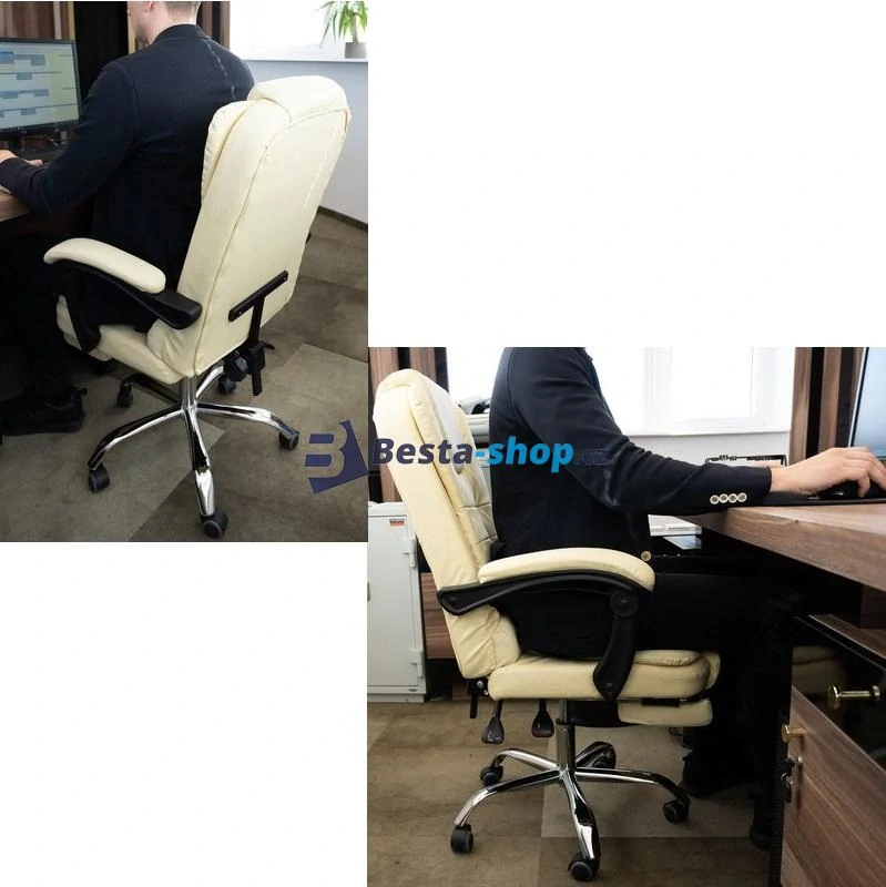 Kancelářská židle s opěrkou na nohy - béžová