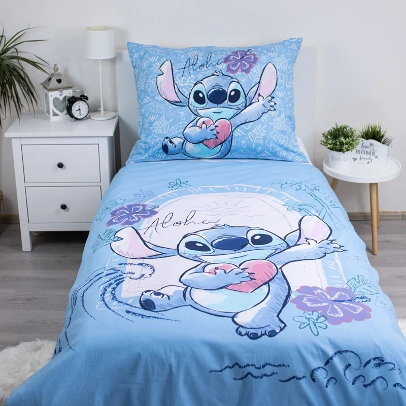 Bavlněné povlečení 140x200 + 70x90 cm - Lilo a Stitch Modré