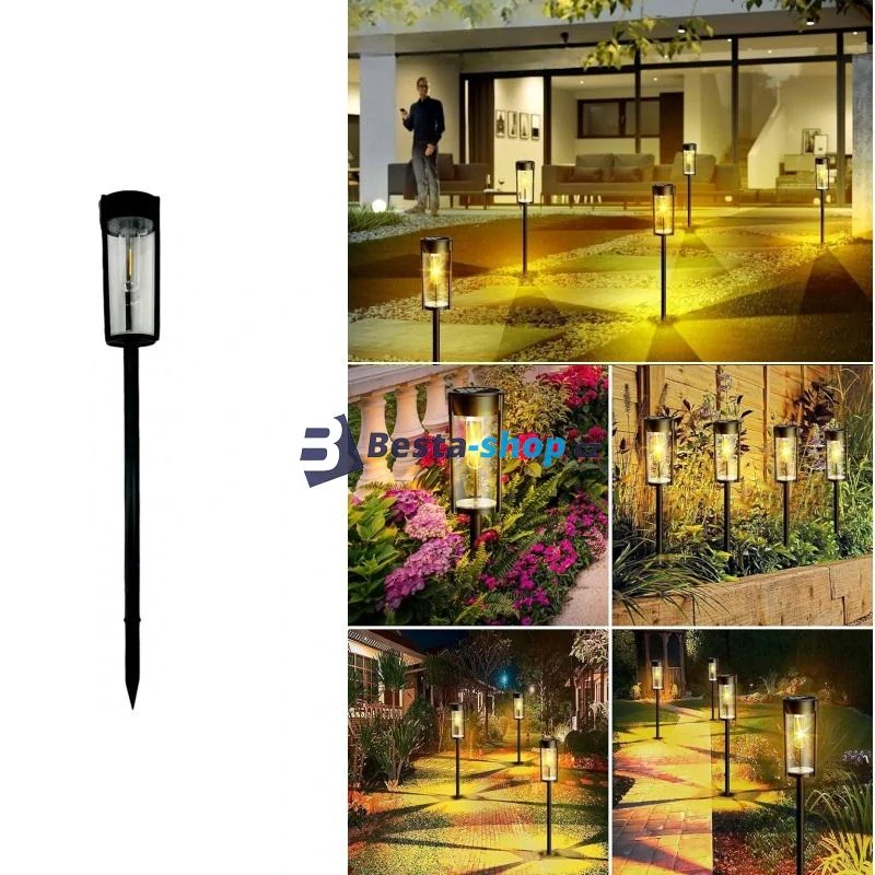 LED solární zahradní lampa teplá bílá 58cm