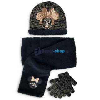 Dívčí zimní set Minnie čepice, rukavice, šála černá
