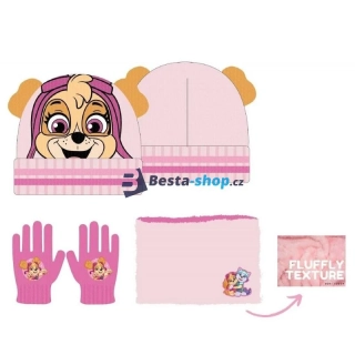 Dívčí zimní set Paw Patrol Skye čepice, rukavice, šála
