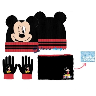 Chlapecký zimní set Mickey Mouse čepice, rukavice, šála černá