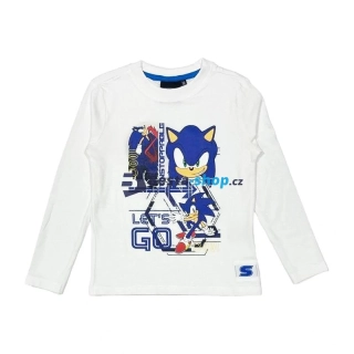 Chlapecké tričko s dlouhým rukávem z bavlny Ježek Sonic bílé