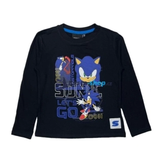Bavlněné chlapecké tričko s motivem Sonic – černé, dlouhý rukáv