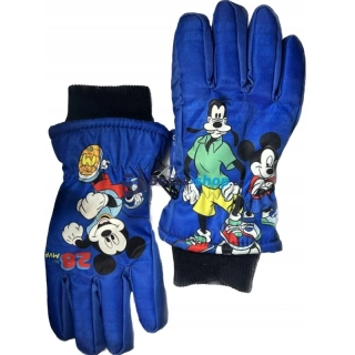 Dětské lyžařské rukavice 5 prstů - Mickey Mouse a Goofy tmavě modré