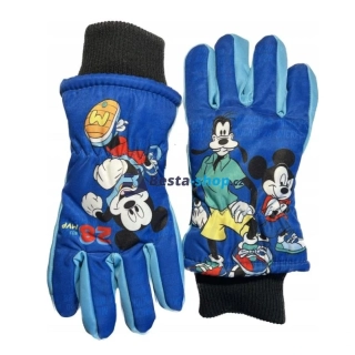 Dětské lyžařské rukavice 5 prstů - Mickey Mouse a Goofy světle modré