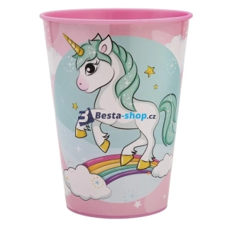 Plastový kelímek - Unicorn 260ml růžový