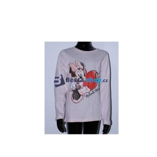 Dívčí tričko s dlouhým rukávem Minnie světle růžové