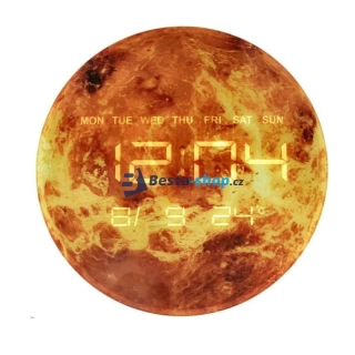 Designové nástěnné hodiny Mars – oranžové, průměr 32 cm