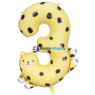 Fóliový balón číslo 3 Gepard 68x98 cm
