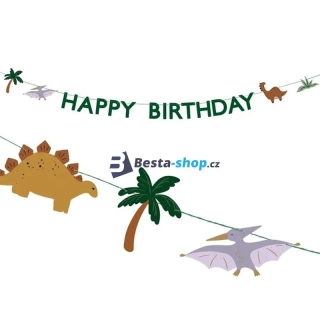 Narozeninový banner “Happy Birthday ” Dinosauři, 3 m