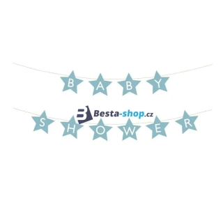 Narozeninová girlanda "miminko" světle modré hvězdy 290 x 16,5 cm