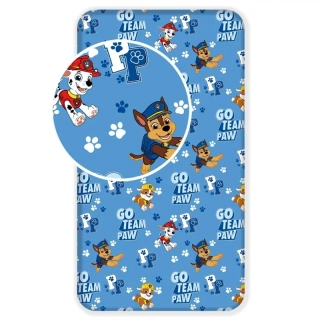 Bavlněné napínací prostěradlo Paw Patrol - 90 × 200 × 25 cm modré