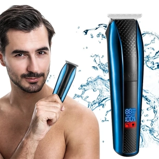 Bezdrátový zastřihovač / holicí strojek na vlasy s nástavci (USB-C), modrý