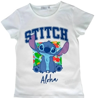 Dívčí tričko s krátkým rukávem Stitch bílé