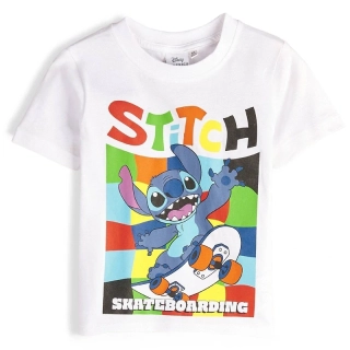 Chlapecké tričko s krátkým rukávem Stitch bílé Skateboard